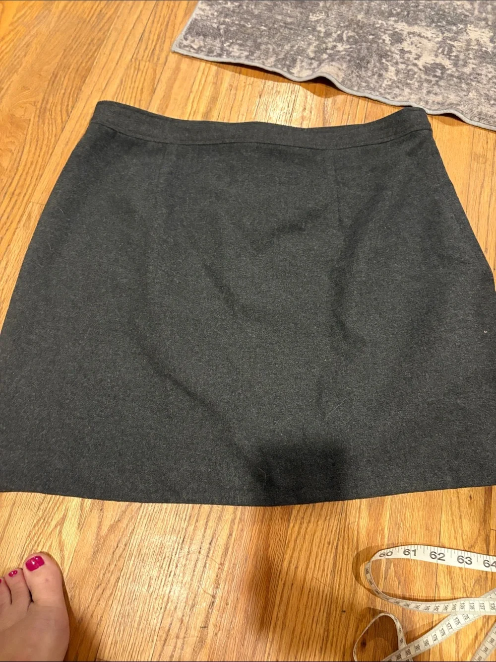 Loft Floral Embroidered Mini Skirt Womens 14 Grey New Zip Front Wool Blend - Picture 7 of 7